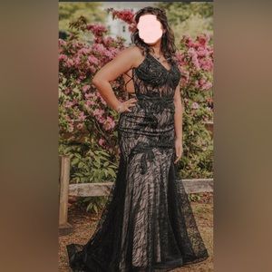 GORGEOUS Prom Dress! V-Neck Lace-Up Back Embroidered Lace Mermaid Gown